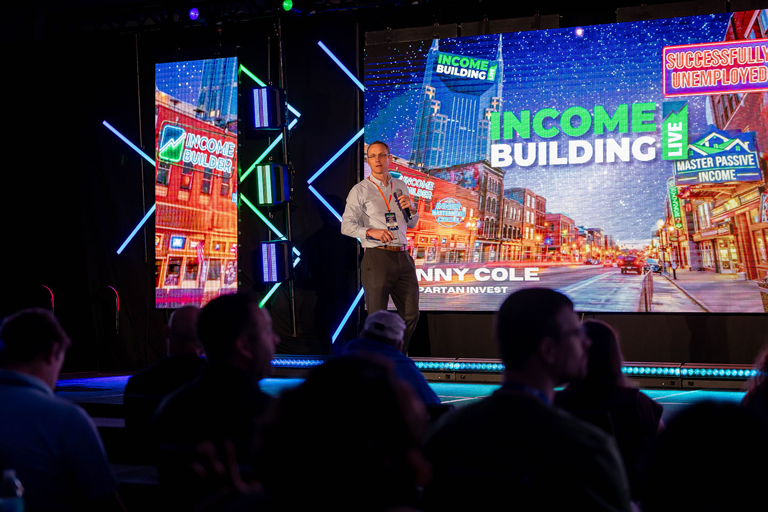 Live event production with LED stage and presentation